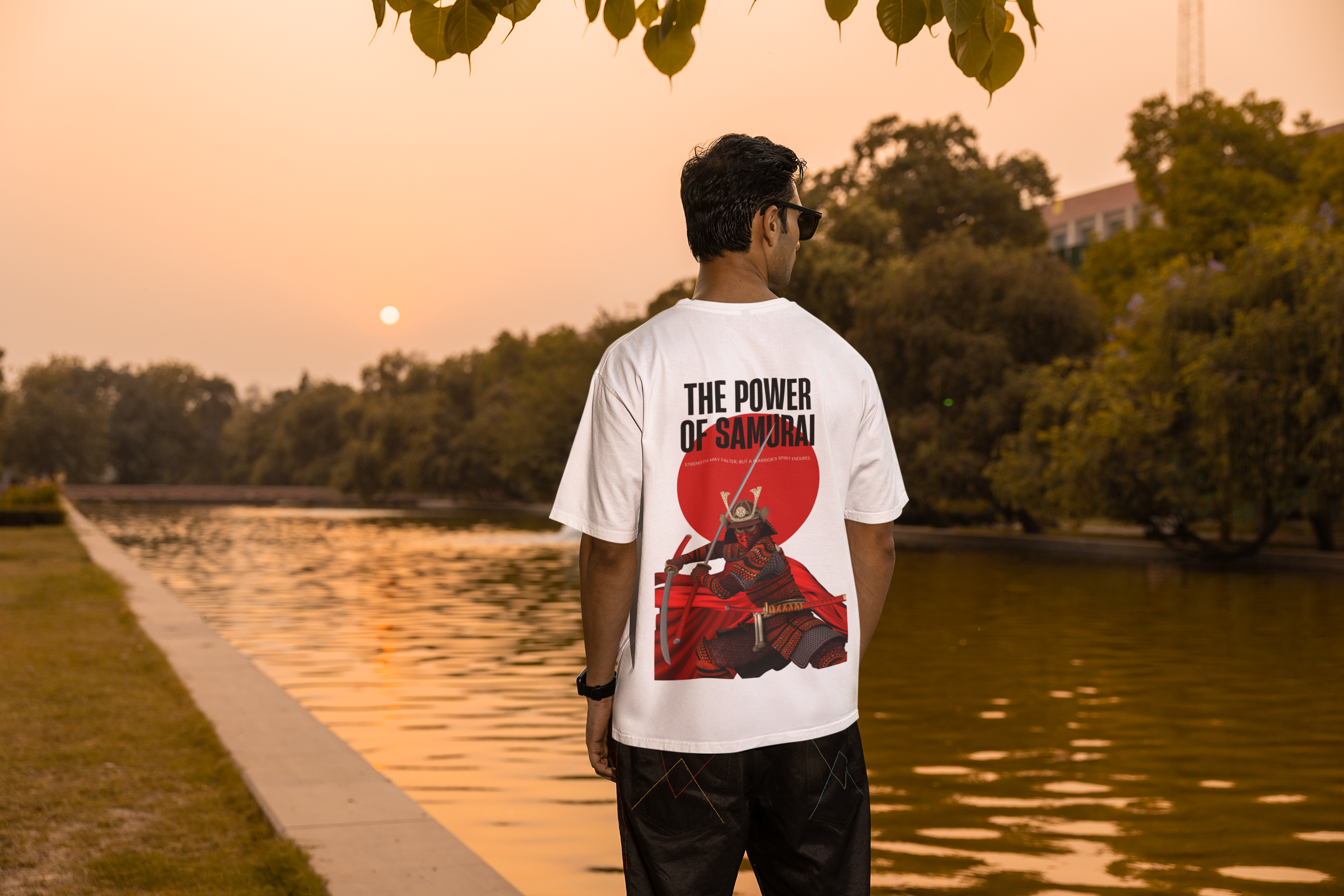 Crimson Shadow: Spirit of the Samurai Unisex Oversized Standard T-Shirt.