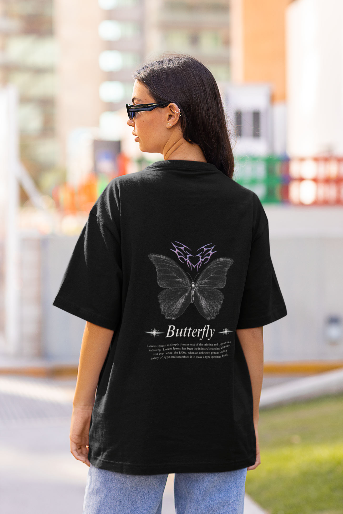 Neon Wings – The Rebirth Butterfly Girls Oversized Standard T-Shirt