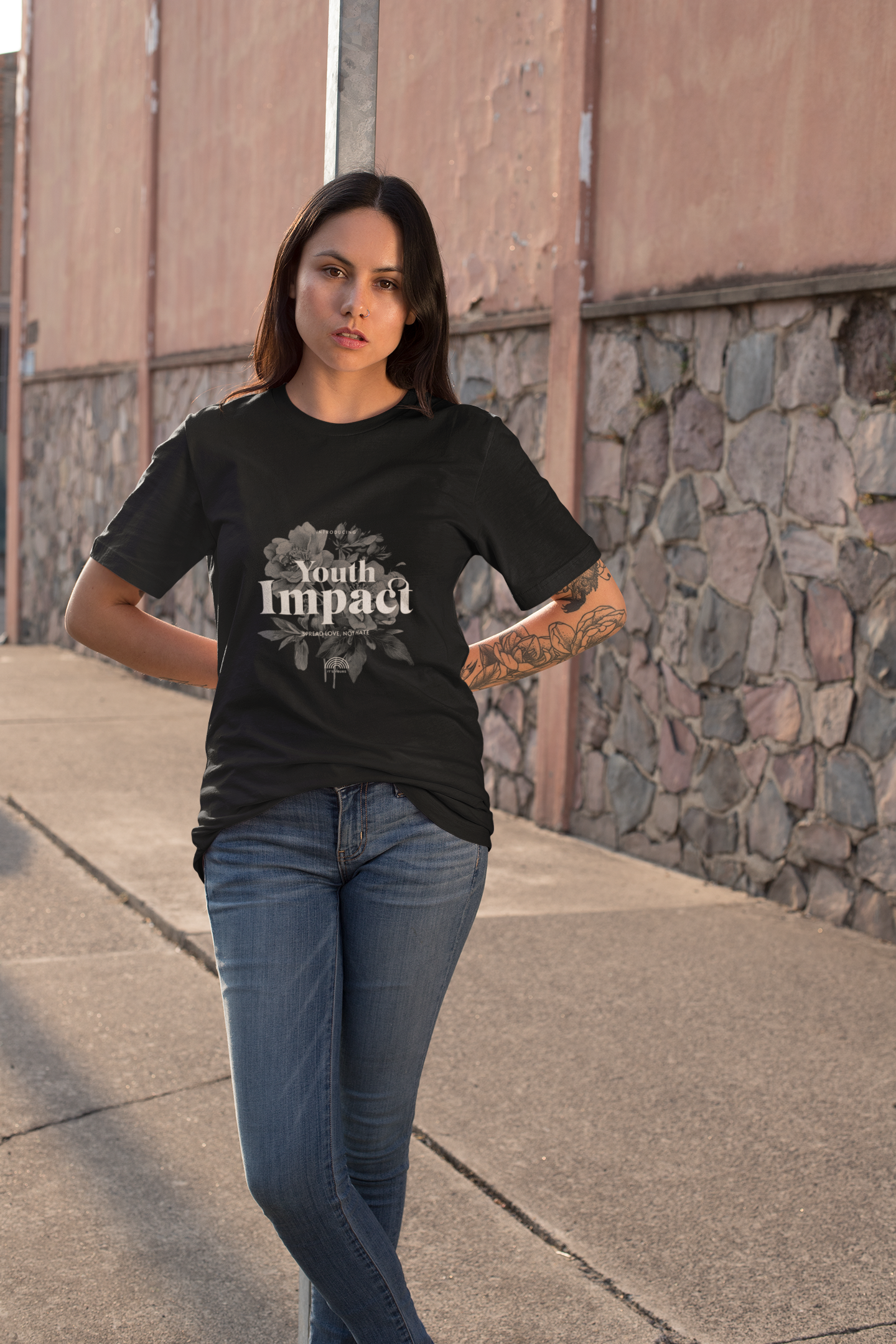 Youth Impact – Spread Love, Not Hate Girls Oversized Standard T-Shirt.