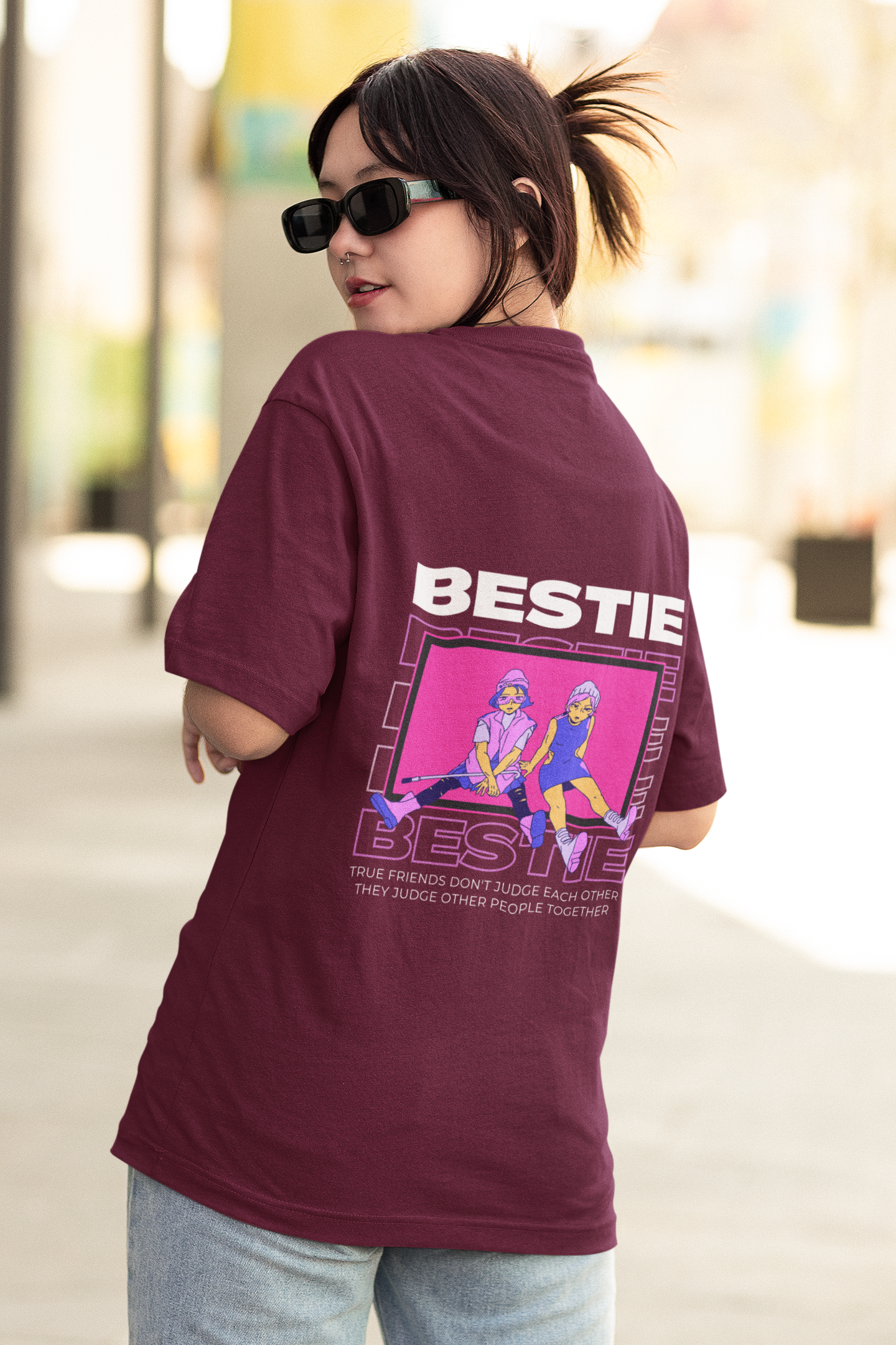Best Friend Energy: 100% Judgy Unisex Oversized Classic T-Shirt.