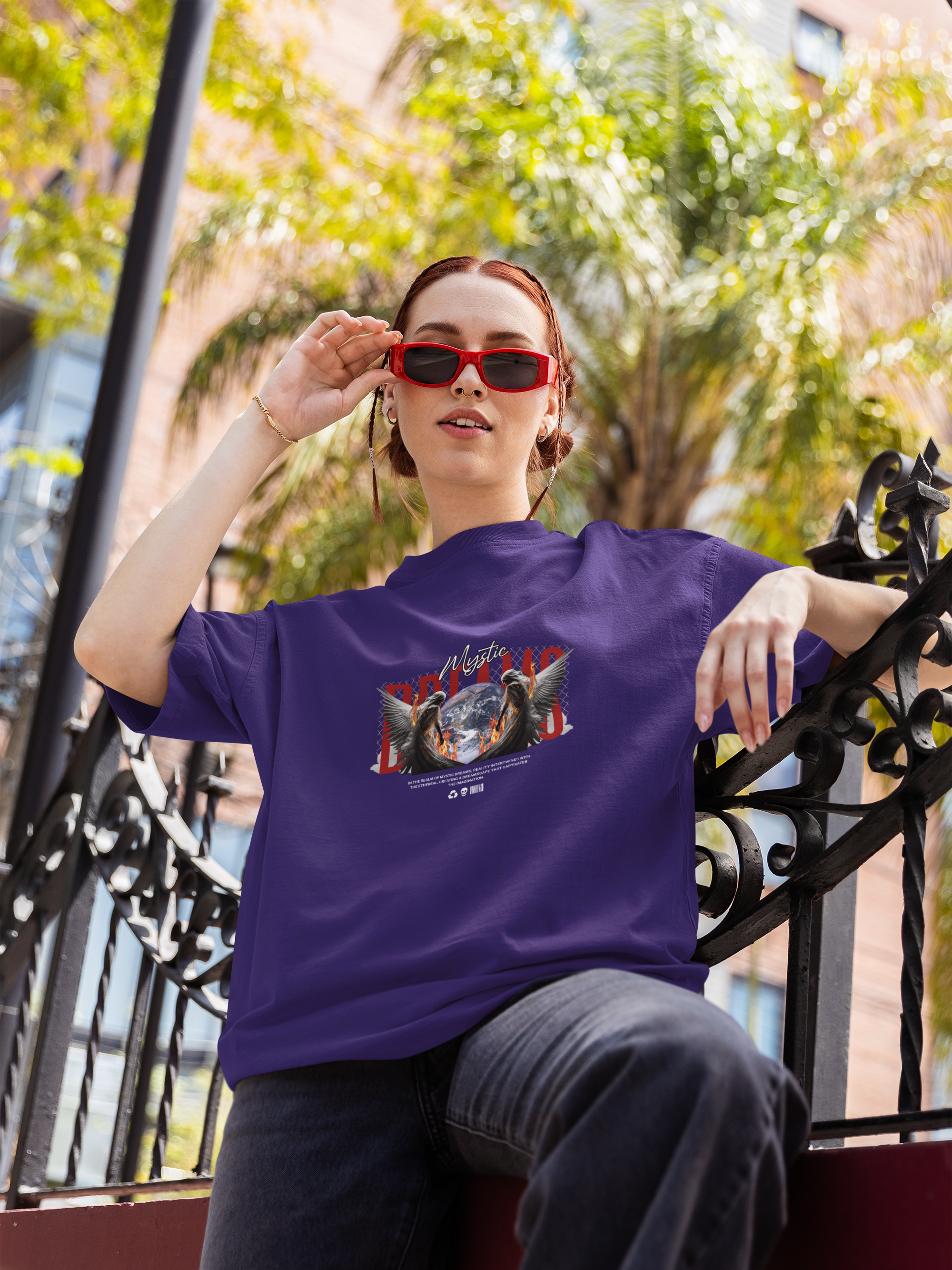 Mystic Dreams: The Fire Within” Premium Graphic Unisex Oversized Classic T-Shirt 🔥.