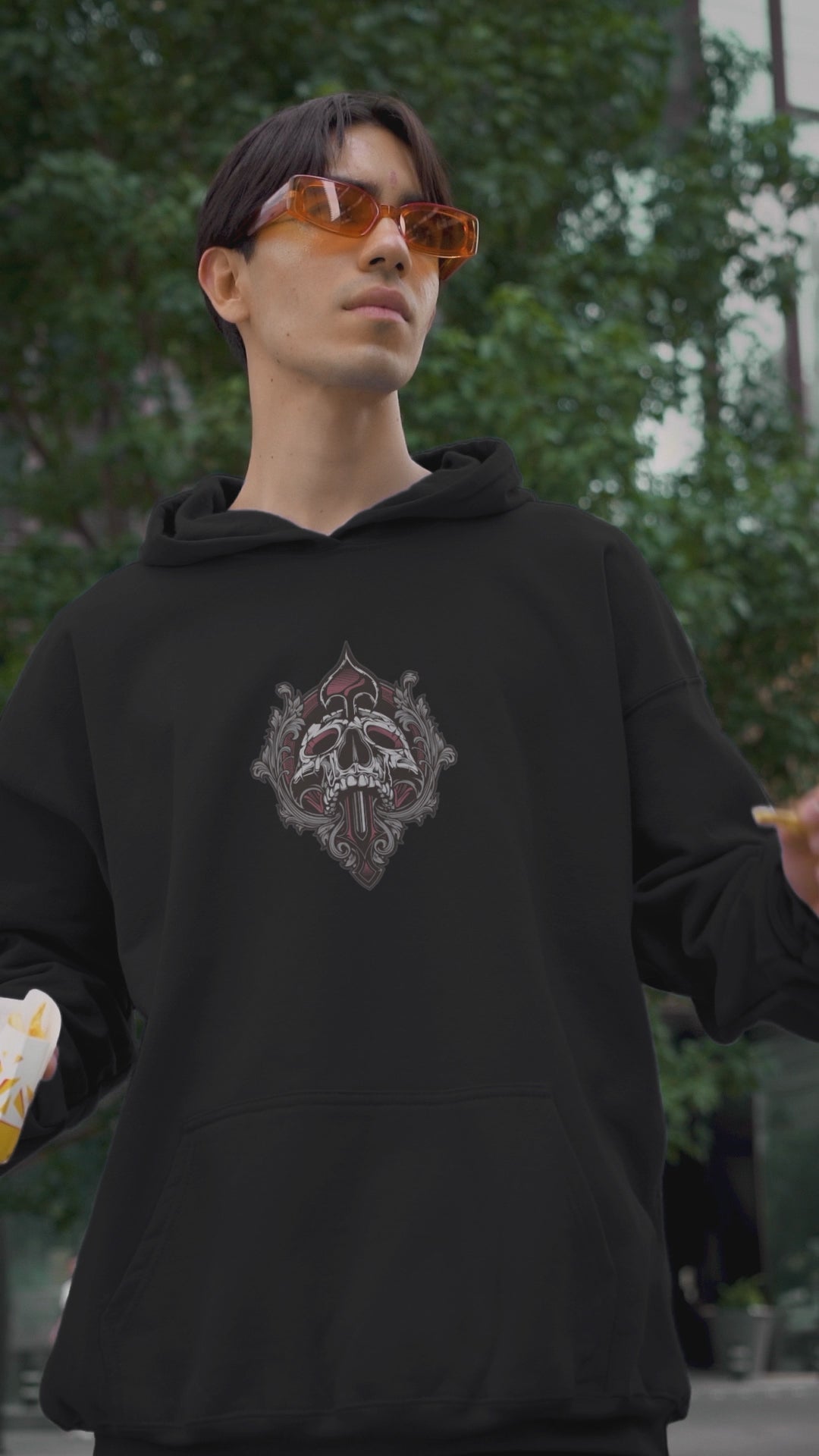 Bloom of the Undead – Skull & Flower Fusion Unisex Hoodie.