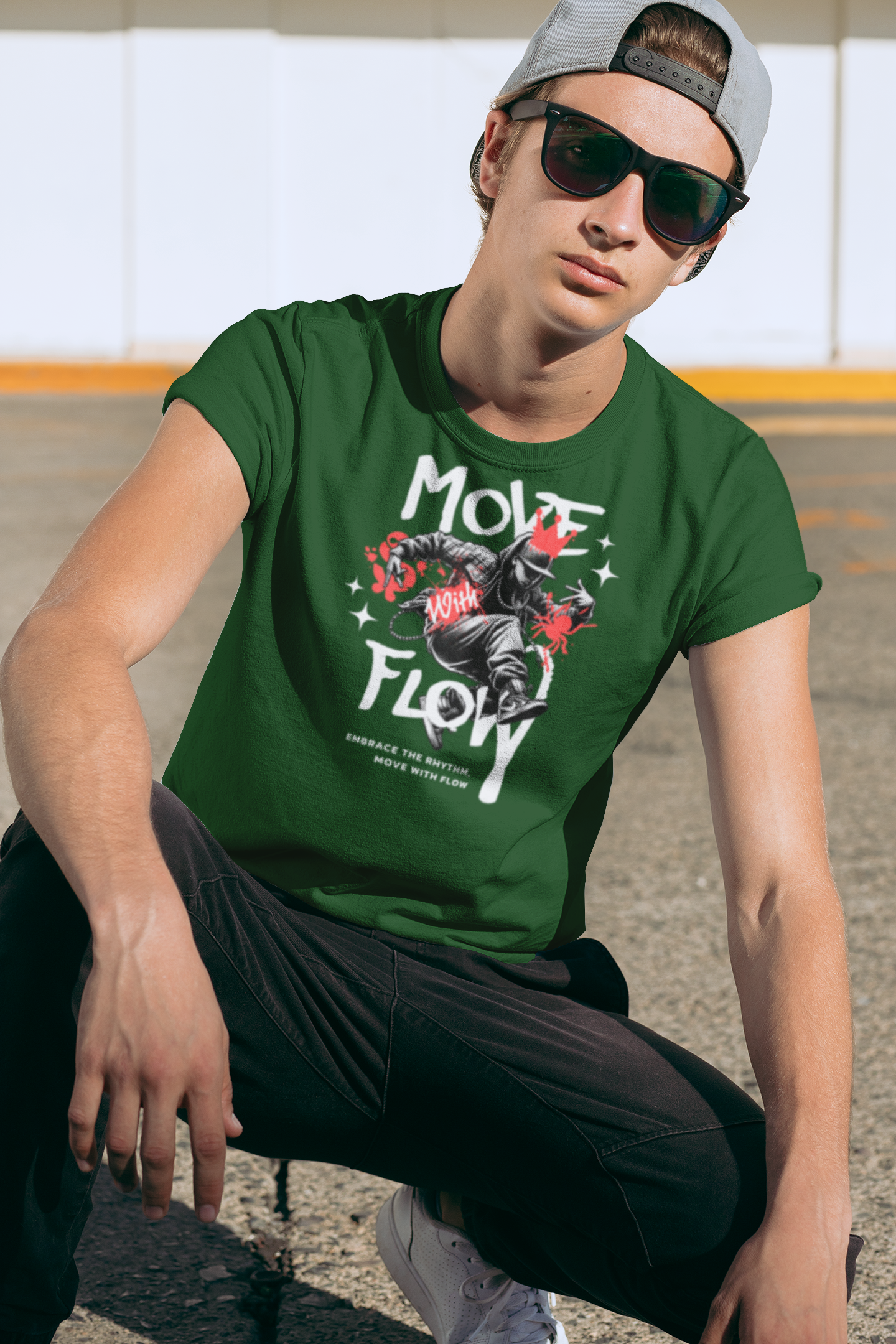 Move With Flow – Street King Edition Unisex Classic Polo T-Shirt.