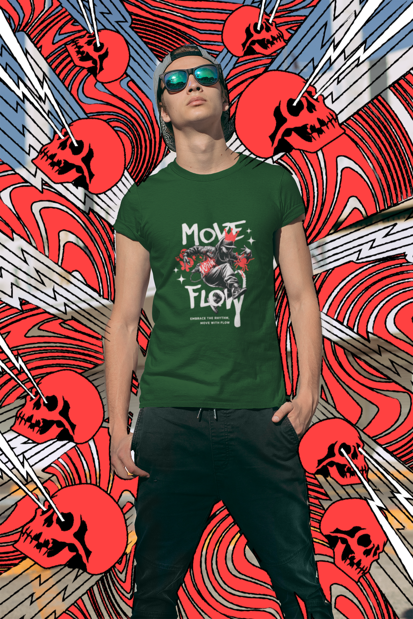 Move With Flow – Street King Edition Unisex Classic Polo T-Shirt.