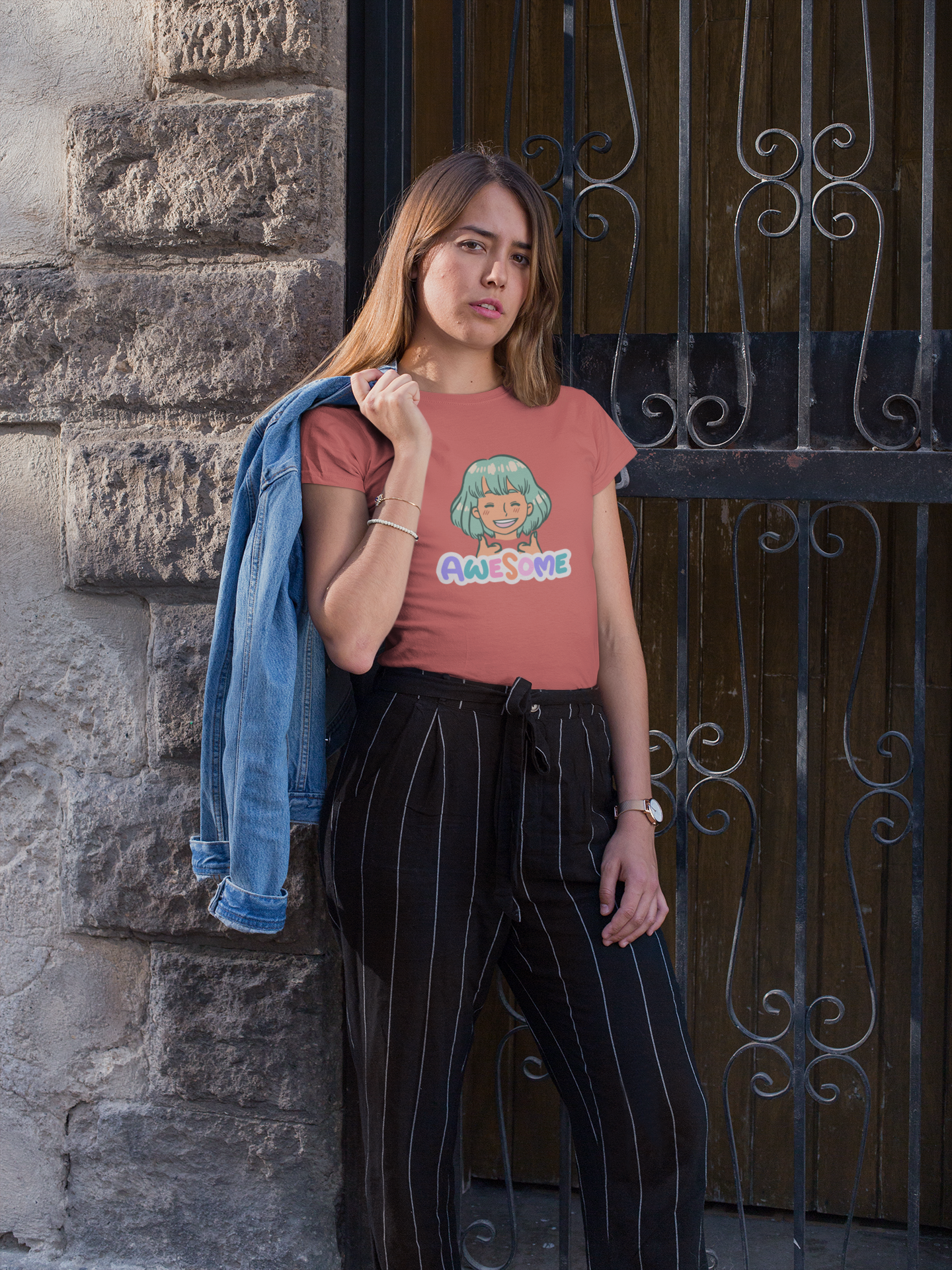 Awesome Vibes – Kawaii Smile Positivity Girls Classic Crew T-Shirt.