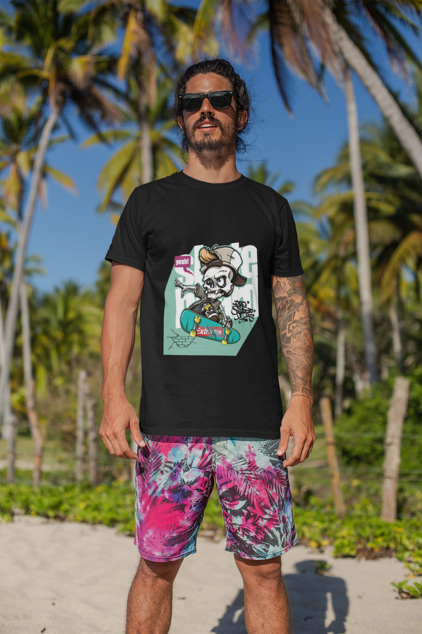 Skater Till Death Graphic Unisex Classic Crew T-Shirt.