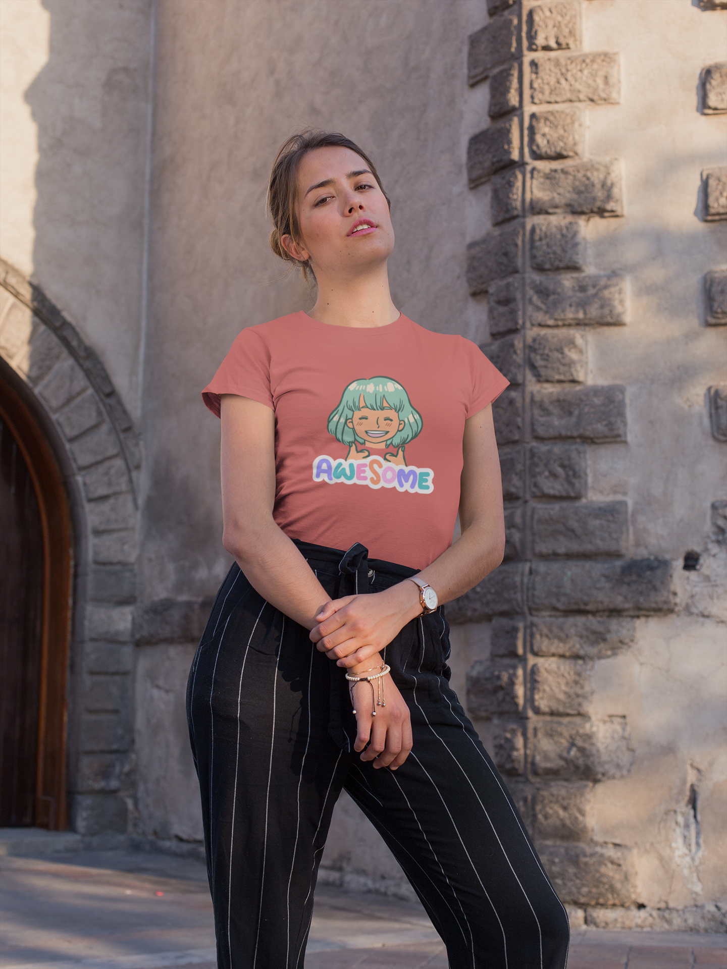 Awesome Vibes – Kawaii Smile Positivity Girls Classic Crew T-Shirt.