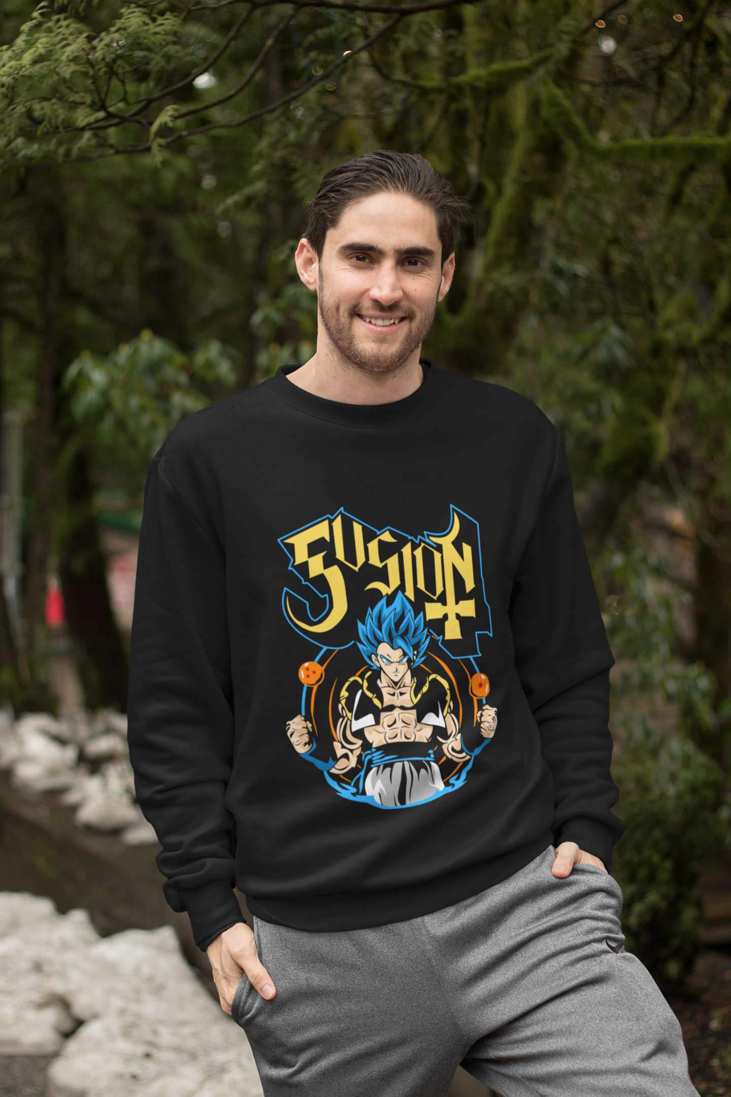 Ultimate Potara Power-Up: Blue Fusion Street Unisex Sweatshirt.
