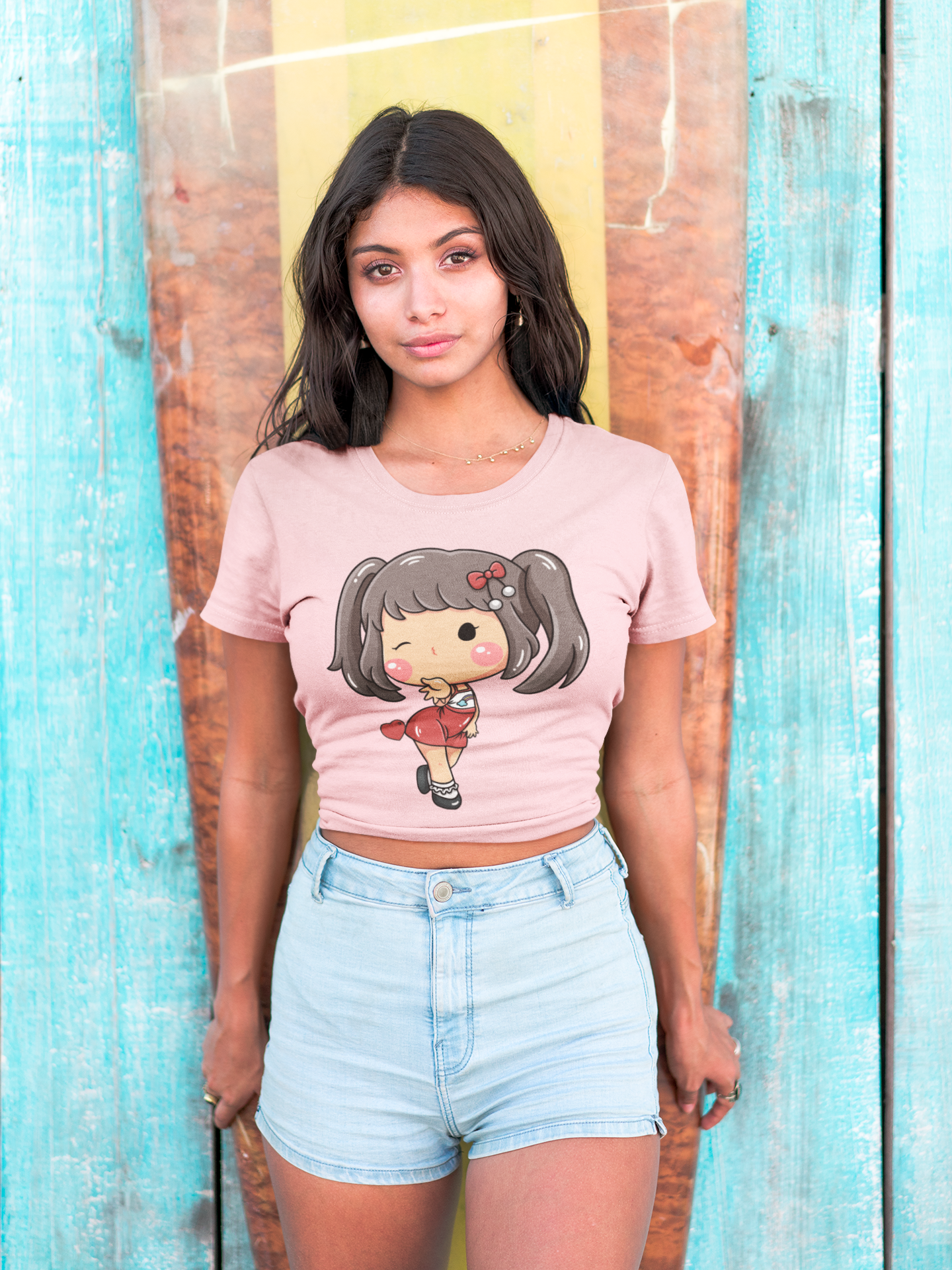 Kawaii Kiss – Cute Charm Girl Crop Top. 💋🌈