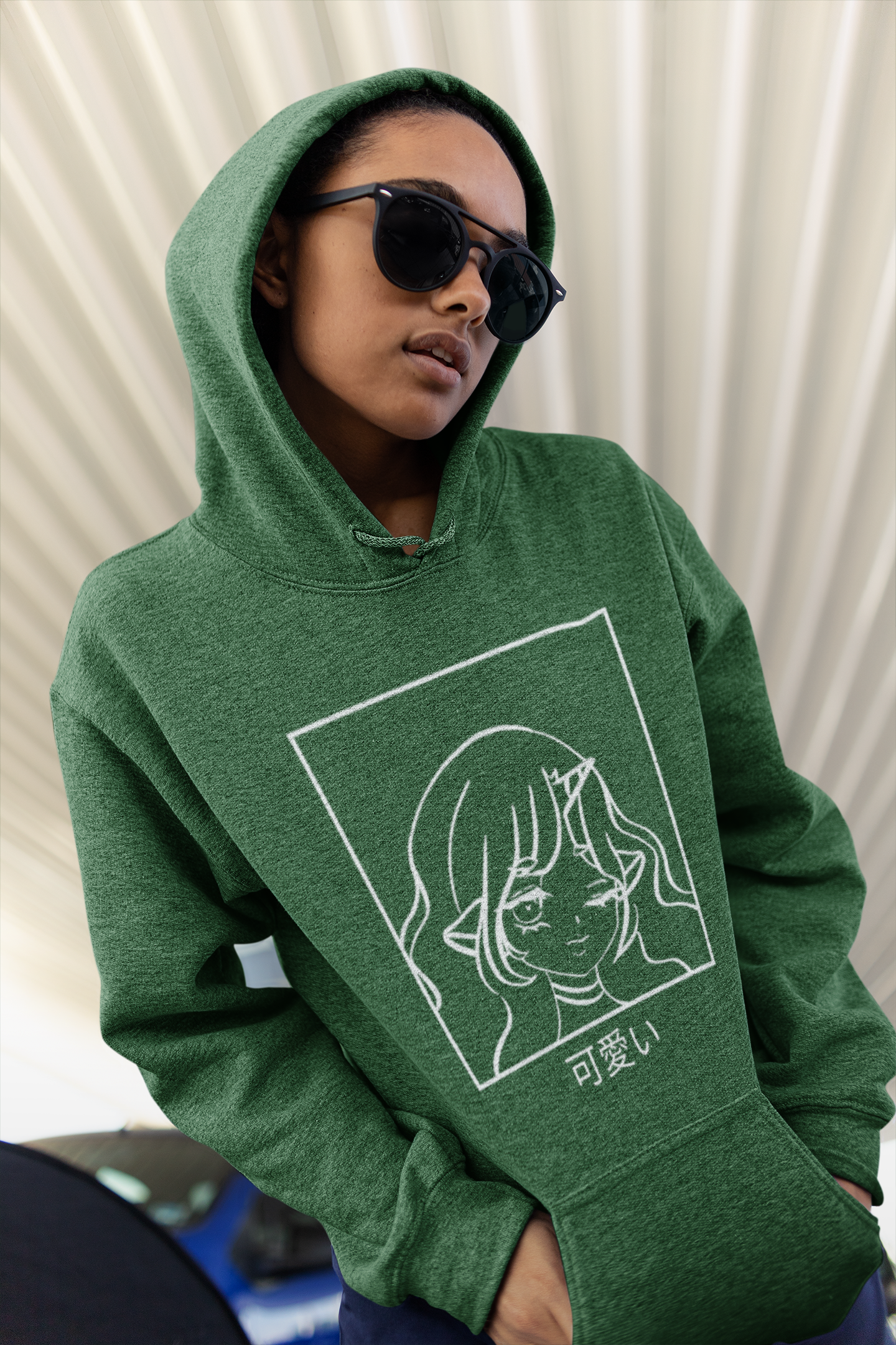 Kawaii Glitch – Minimal Anime Girls Hoodie.