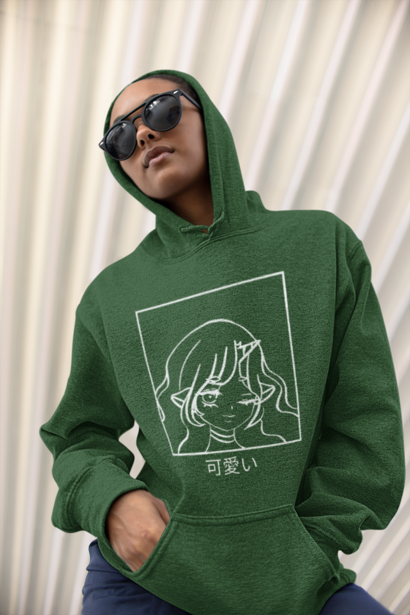 Kawaii Glitch – Minimal Anime Girls Hoodie.