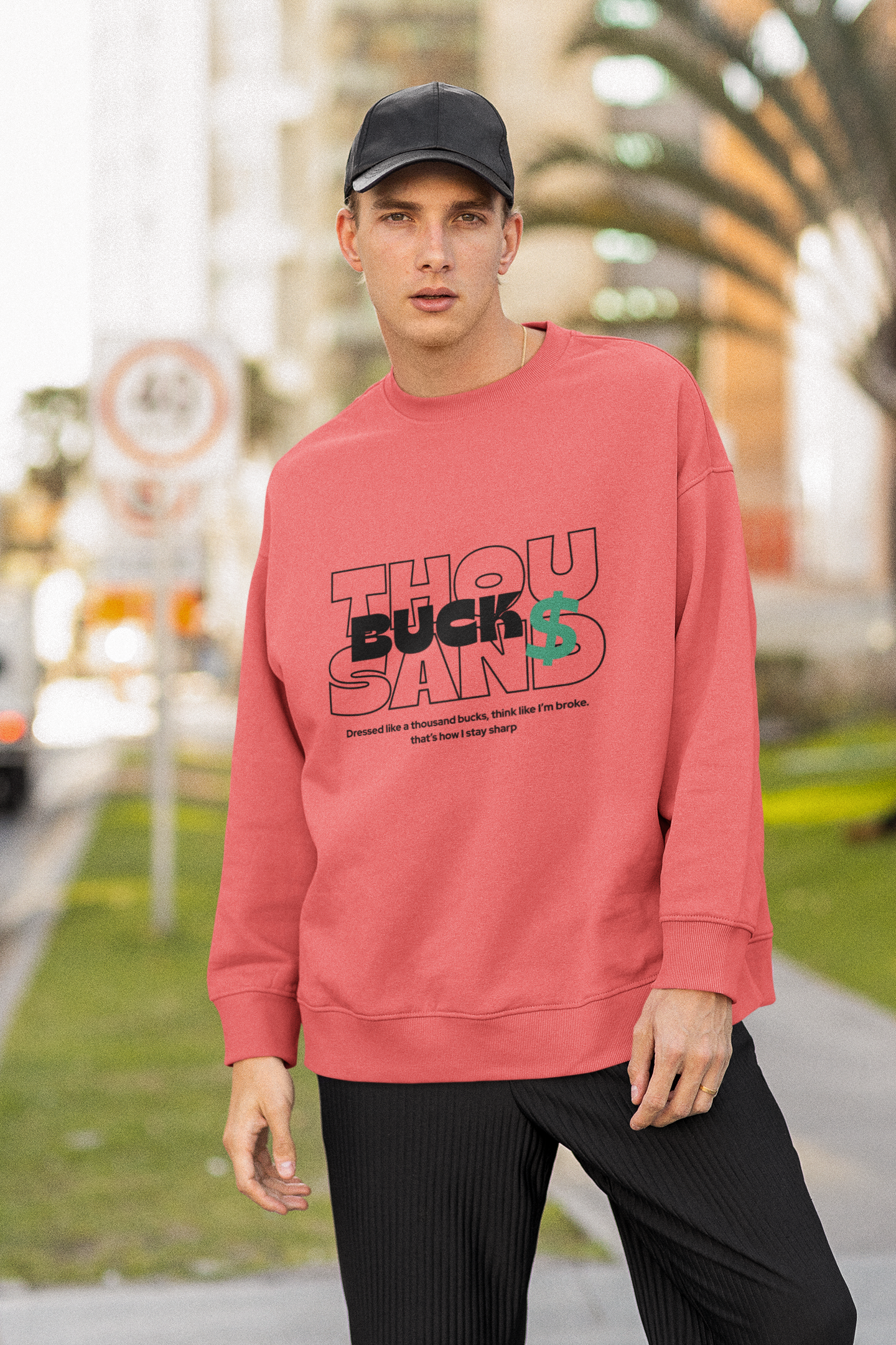 Thousand Bucks Mentality" Minimalist Grind Unisex Sweatshirt.