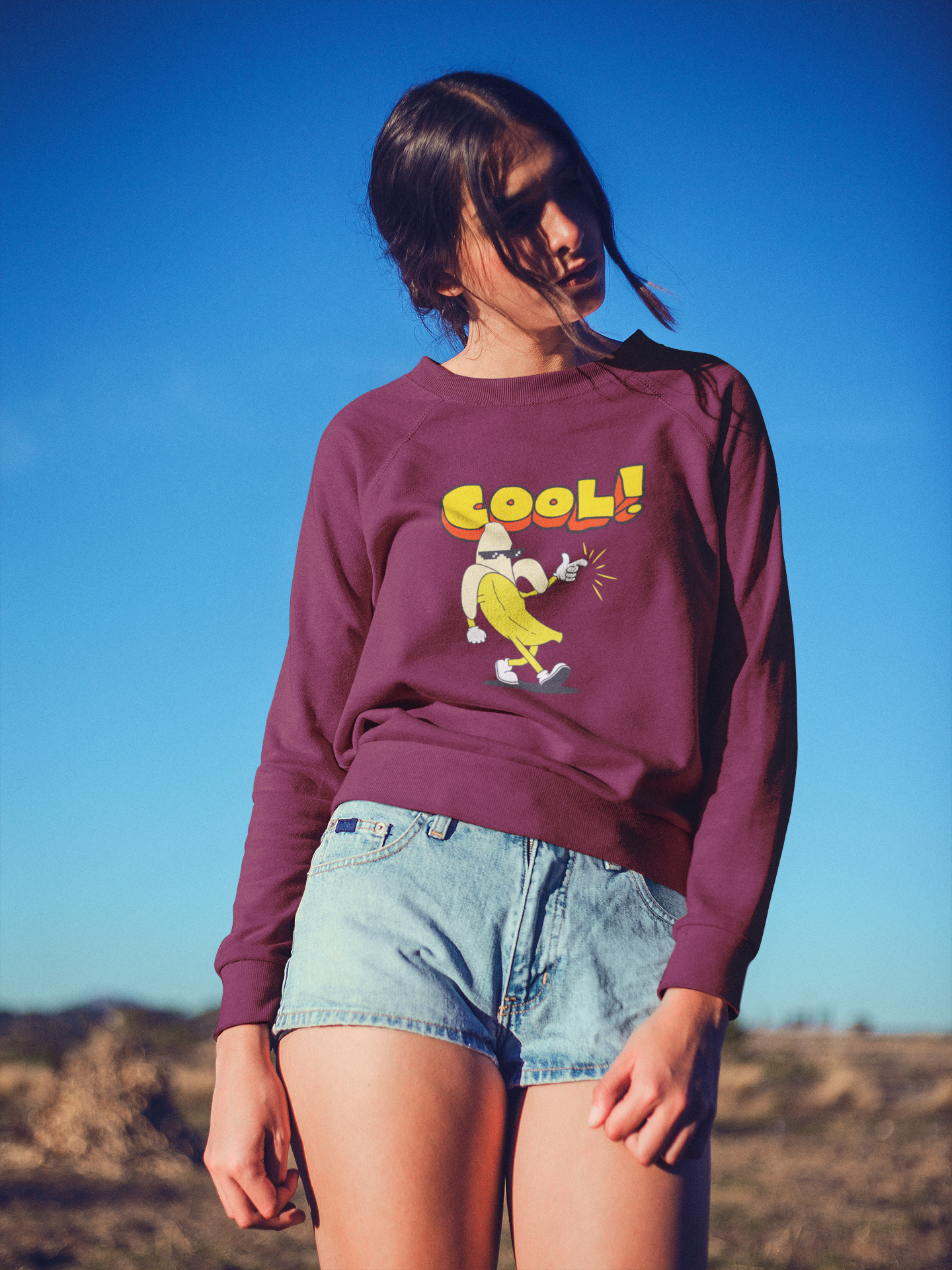 Cool Banana Vibes" Pixel Shades Unisex Sweatshirt | Go Bananas!