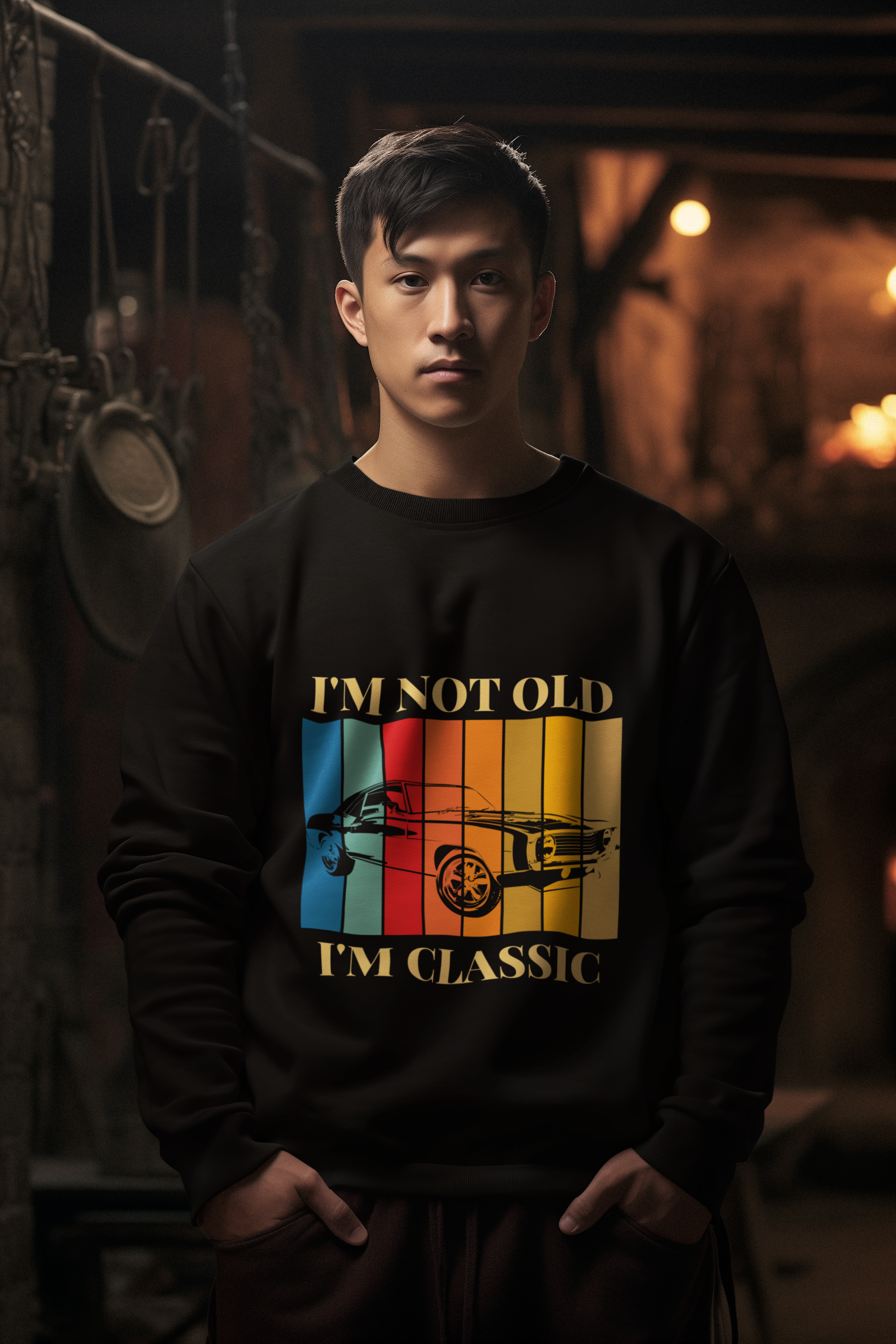Vintage Soul, Classic Ride” – Unisex Retro Car Sweatshirt.