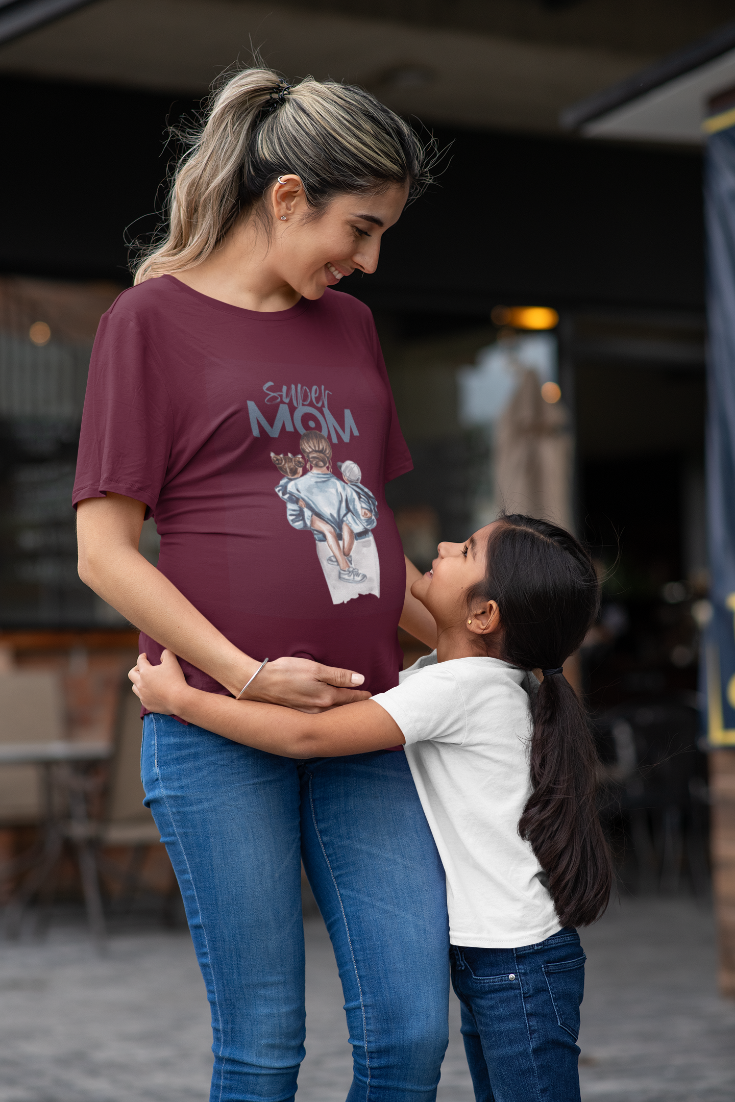 Super Mom – The Heart of the Family Womens Classic Crew T-Shirt.